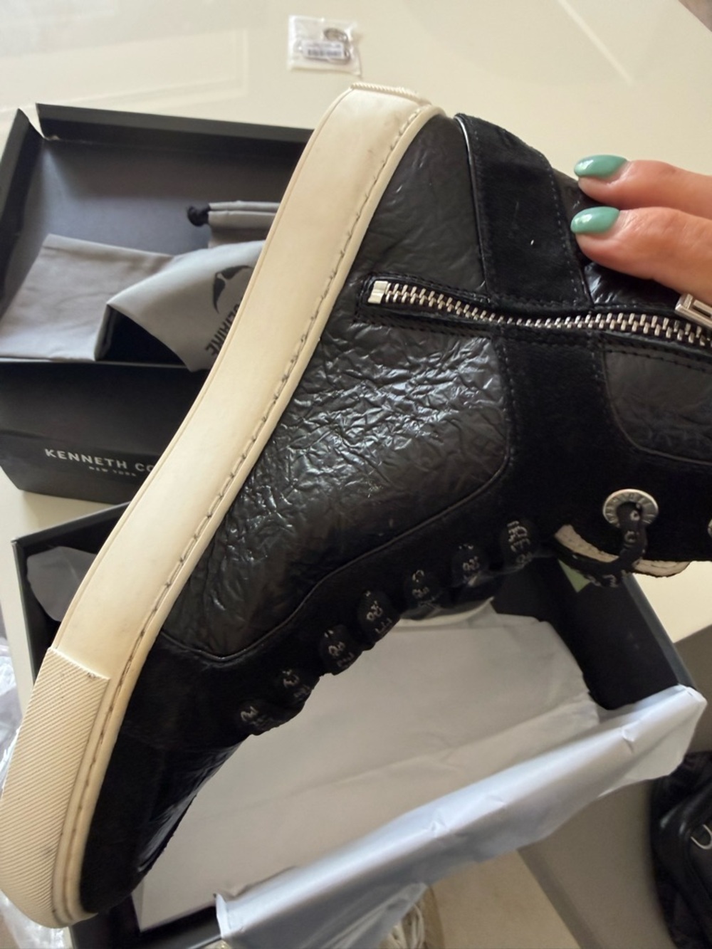 Zadig and Voltaire High Flash High-Top Wrinkle Sneakers - Picture 7 of 8